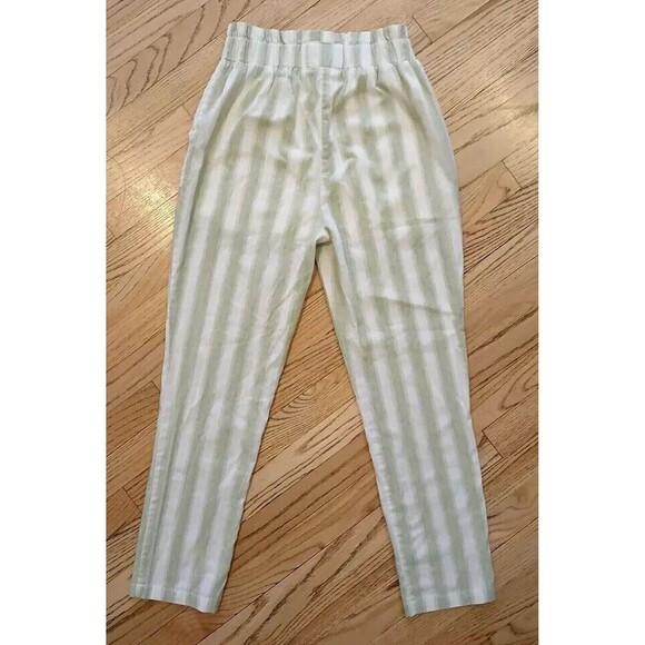 Women's MEDIUM Striped Pants Boho Beachy Lined Light Pockets High Elastic Waist - Picture 2 of 11